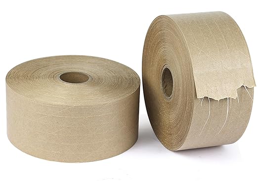 BOMEI PACK Water Activated Kraft Paper Reinforced Gummed Tape, 2 Pack 3 inch x 380 ft, for Heavy Duty Secure Packing Shipping