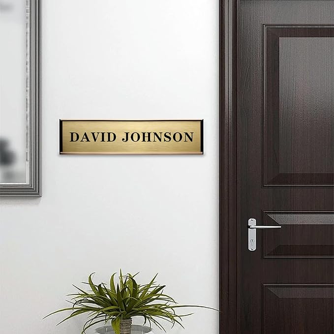 Personalized Name Plate for Door or Wall, 2 * 10 inch Custom Office Aluminum Door Name Plates with Two Lines Custom Text, Office Gifts for Coworkers Boss Teacher, Employee Appreciation Gifts