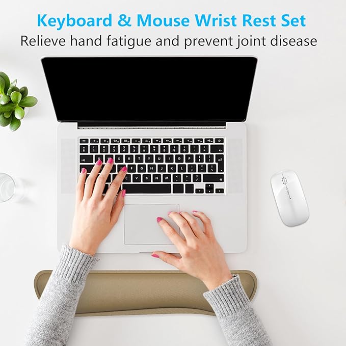 Dapesuom Enlarge Keyboard Wrist Rest, Cute Memory Foam Keyboard Wrist Cushion for Computer Desk Mats Support, Typing Pain Relief Ergonomic Mouse Pad Rests with Non-Slip Base for Gaming, Laptop, Brown