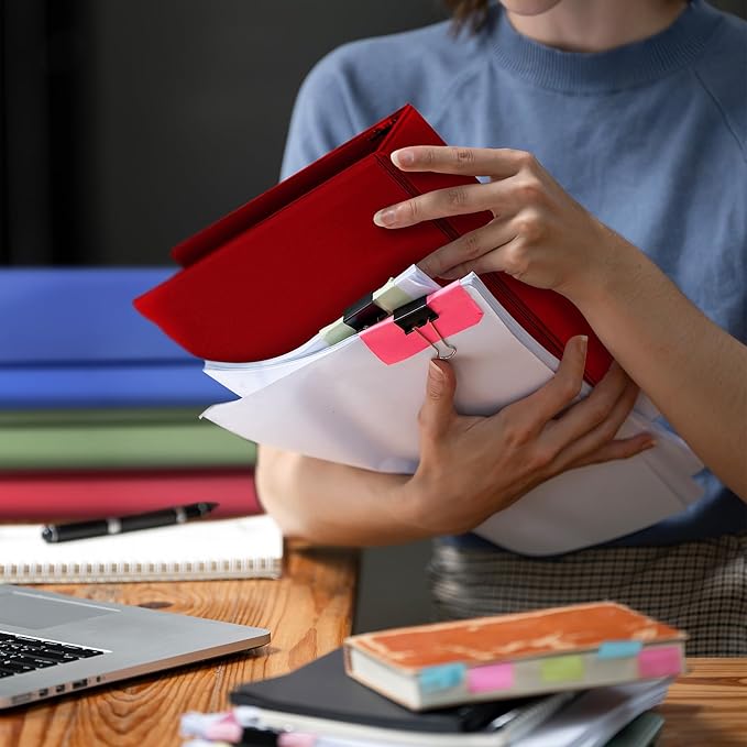 Samsill 0.5 Inch 3 Ring Binder, Made in USA, Economy Round Ring, Clear View Cover, 100 Sheet Capacity - for School, Home, Office - Red, 4 Pack