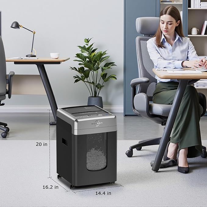 BONSEN 300-Sheet Auto Feed Paper Shredder, 60 Minutes Non-Stop Commercial Grade Heavy Duty Shredders for Office, 8.1 Gallon Micro Cut Document Shredder, P-4 Security Level,58dB Super Quiet (S3113)