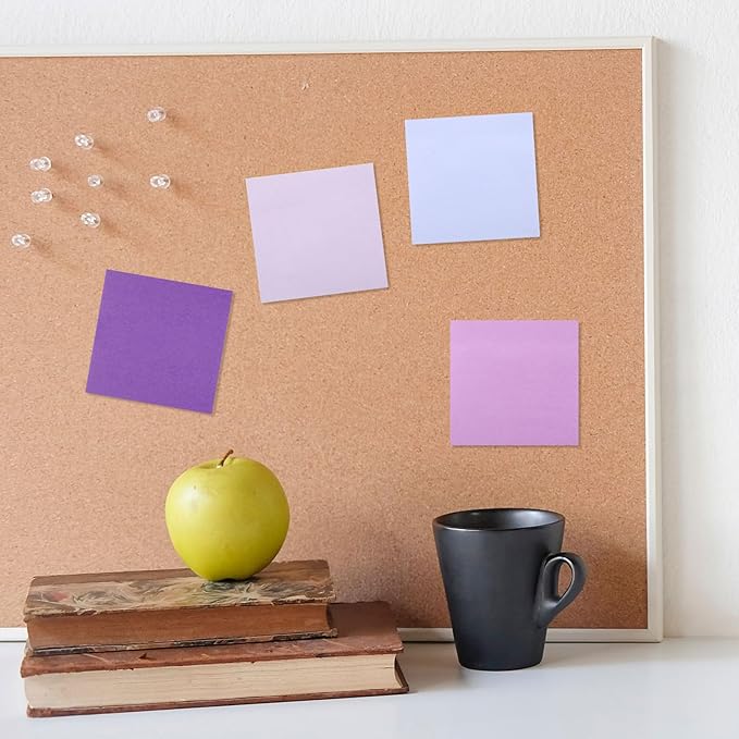 Thenshop 12 Pads Purple Sticky Notes 3''x3'', Self Stick Notes Pads Purple Office Supplies, Vintage Aesthetic School Accessories 50 Sheets/pad