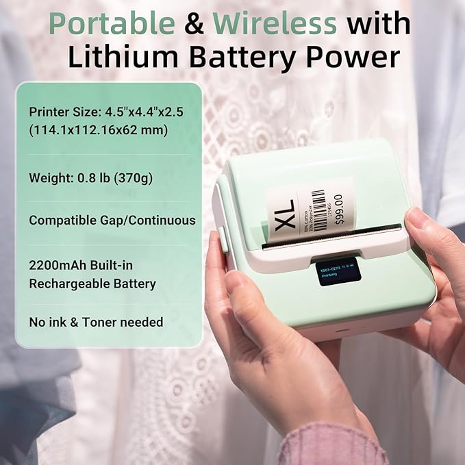 ORGSTA Label Maker Machine with Tape, T003 Thermal Label Maker, 2 Inch Bluetooth Label Printer Compatible with Phone & PC, Sticker Printer Barcode Thermal Maker for Small Business, Home, School