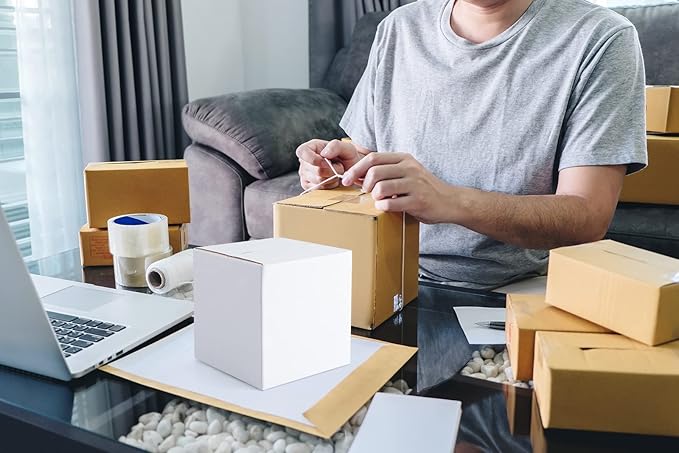 Eupako 5x5x5" Cardboard Box Mailers 25 Pack White Cube Corrugated Small Shipping Boxes for Mailing