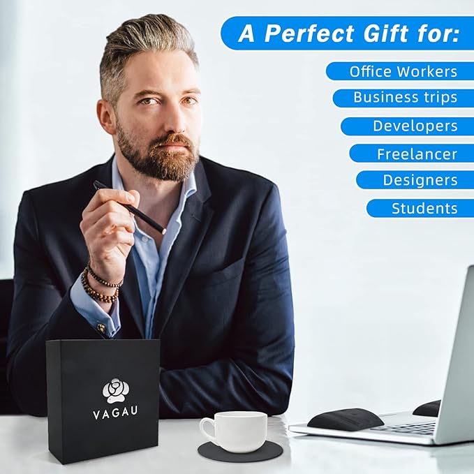 VAGAU Wrist Rests for Laptop, Wrist Support for Keyboard and Mouse, Ergonomic Memory Foam Wrist Pads for Laptop, Office, Computer, Comfortable Typing Wrist Pain & Carpal Tunnel Relief (Black)