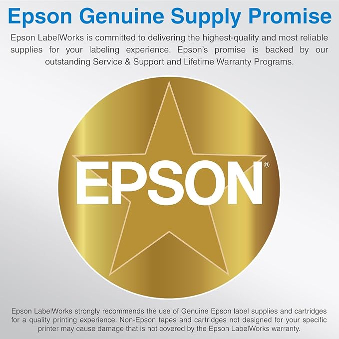 Epson LABELWORKS 224WMNPX Genuine PET (Polyester) Tape Cartridge - White on Matte Navy Designer Craft Label Maker Tape - 1" (24MM) Wide, 26'