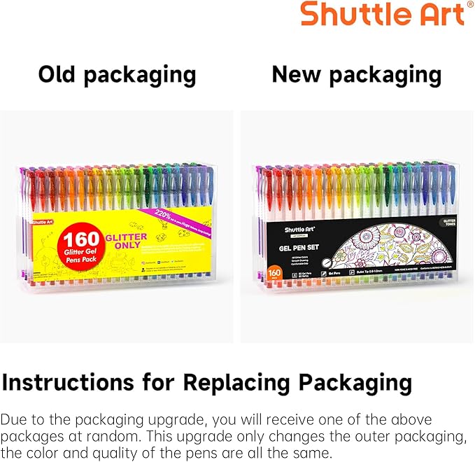 Shuttle Art 160 Pack Glitter Gel Pens, 80 Colors Glitter Gel Pens Set with 80 Refills for Adults Coloring Books Drawing Crafts Scrapbooking Journaling