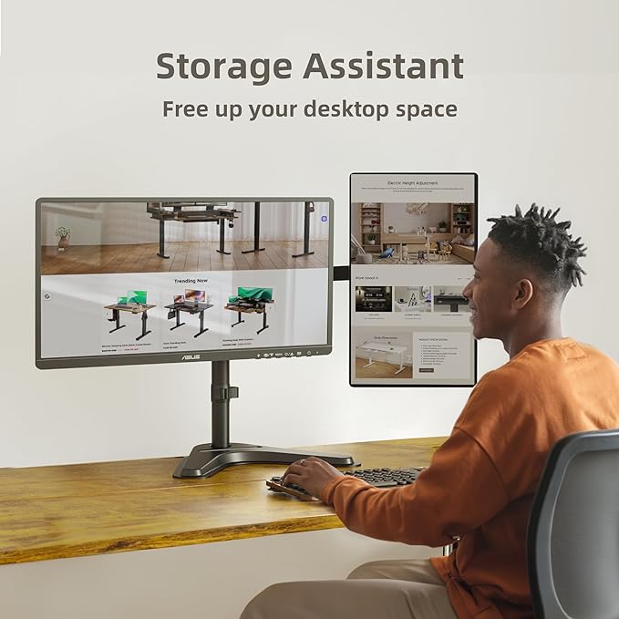 Claiks Dual Monitor Mount, Ergonomic Adjustable Monitor Arm for Max 32 inch Screens, Adjustable Computer Monitor Stand up to 40 lbs, VESA Mounting Holes 75&100mm, Black