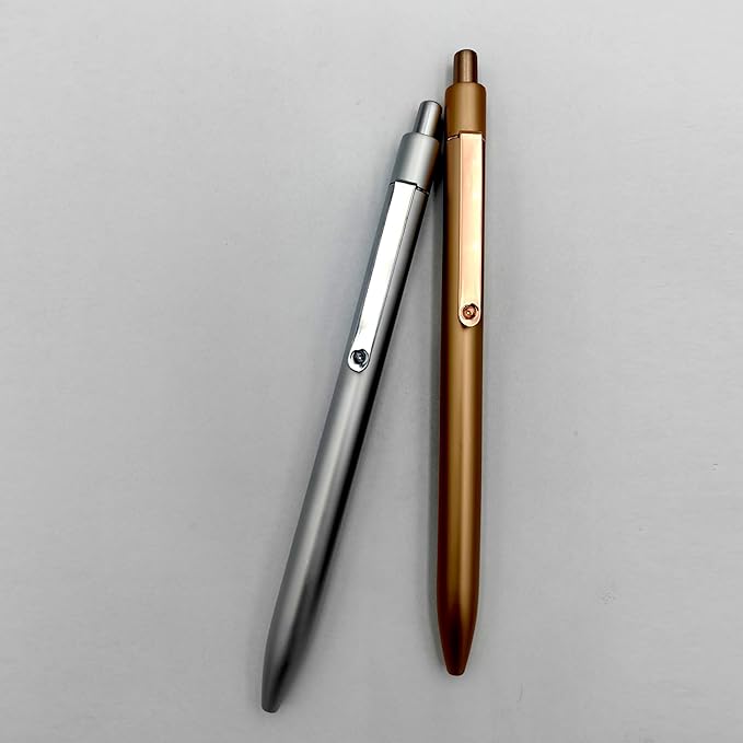 Pens 0.5MM Retractable Metal Gel Pen, Rose gold and silver gray fancy pen Premium Metal Barrel nice pens Smooth Writing Archival Ink Leak-Proof, Ideal office Gift Set,sisters, lovers - 2 Pens.