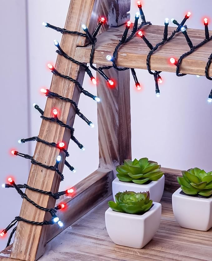 157FT 480 LED Christmas Decoration Lights, Green Wire Christmas Tree Lights Waterproof, 8 Modes Twinkle Fairy Light for Indoor Outdoor House Tree Xmas Holiday Decorations, Red White