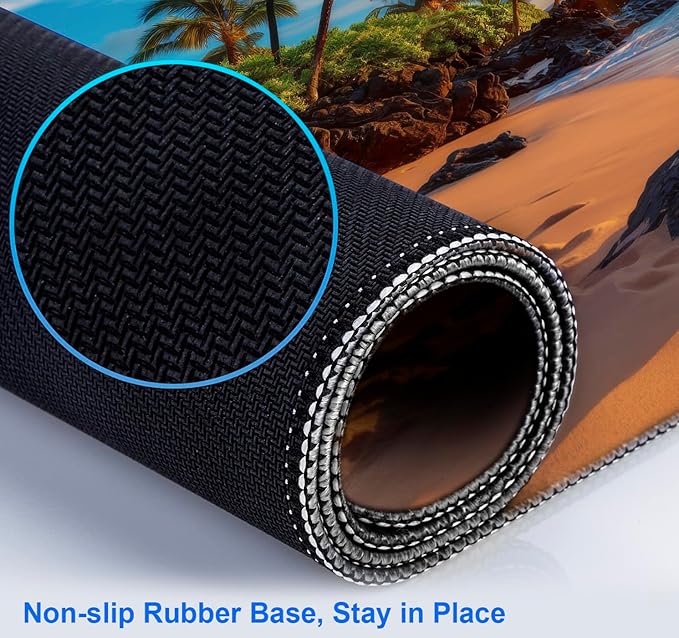 Extra Large and Beautiful Sunset Ocean Scenery Game Mouse Pad, Extended Stitched Edge Office Decoration Computer Laptop Keyboard Pad 35.4 x 15.7 Inches