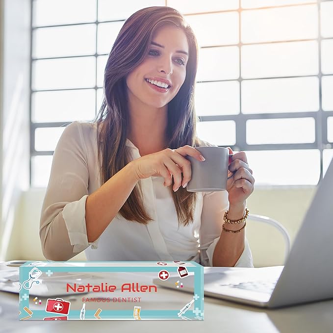 Custom Name Plate for Desk, Personalized Acrylic Office Name Sign with Name & Title, Elegant Desk Decor for Women Men, Employee Appreciation Gift (Doctor-Nurse-1)