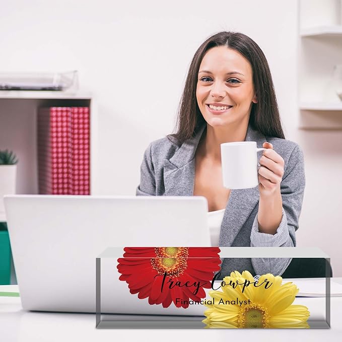 Desk Name Plate Personalized, Custom Name Plate for Desk, Acrylic Desktop Accessories, Office Gift & Decor for Women Men, Teacher Nurse Boss Employee Appreciation Gifts