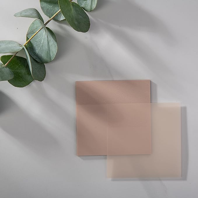 DiverseBee 50 Sheets Pastel Transparent Sticky Notes, 3x3” Clear Sticky Tabs, Translucent Page Flags Book Markers Stickers, Planner Accessories, Bible Journaling Study Office School Supplies (Almond)