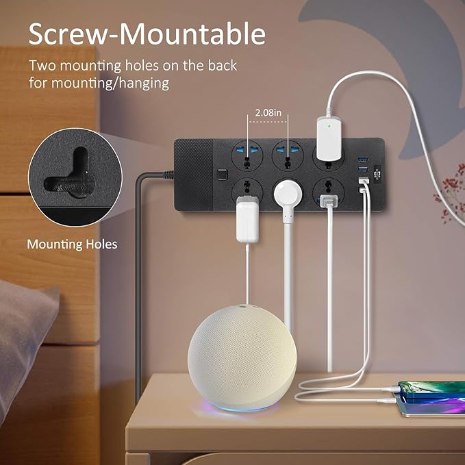 Australia Travel Adapter, Jumpso Australian Power Strip with 6 Universal Outlets 4 USB Charging Ports (1 USB C), Type I AU Plug Adapter for US to New Zealand China Argentina Fiji