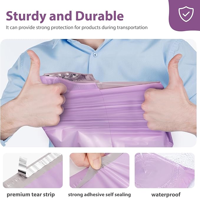 Fuxury 40000 Pcs Large Poly Mailers 19x24 Inch, Waterproof Shipping Bags for Clothing, Strong Adhesive Shipping Envelopes for Small Business Suppliers, Self Seal Mailers Poly Mailing Bags Light Purple
