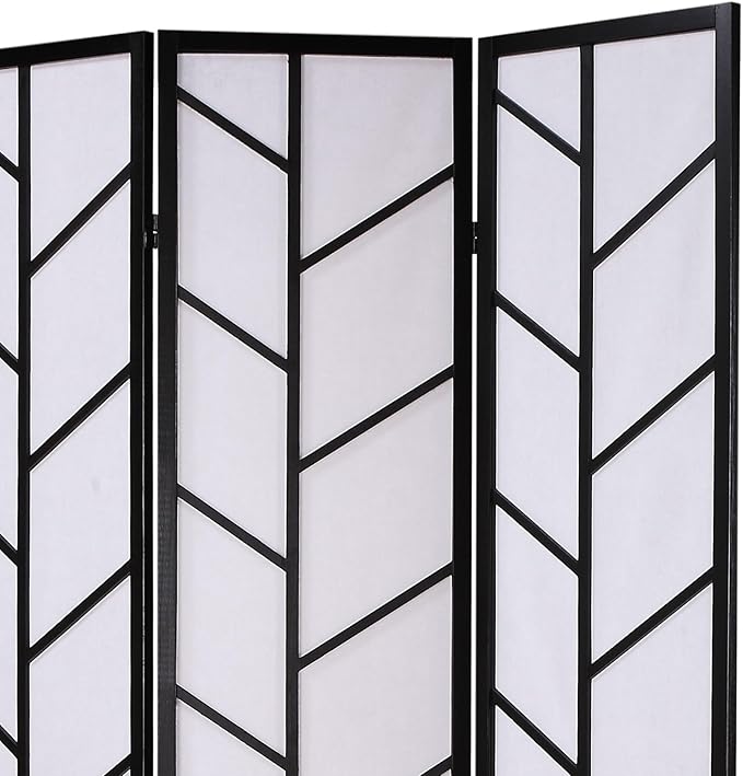 NicBex Room Divider 3 Panel Room Dividers with Heavy-Duty Rice Paper Partition Room Dividers and Folding Privacy Screens Wall Divider for Home, Office, Room Separation,51" W x 2" D x 71" H, Black