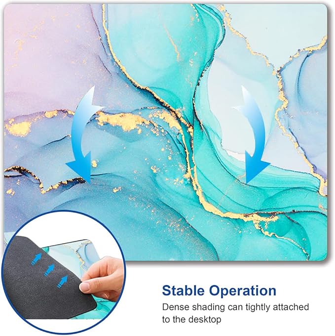 Mouse Pad, Cyan Blue Marble Mouse Pad, Washable Square Cloth Mousepad for Office Laptop, Non-Slip Rubber Base for Wireless Mouse for Computer Desk