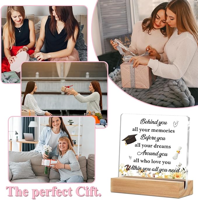 Graduation Gifts for College Seniors Masters Doctor Acrylic Sign with Wood Stand, Graduation Decorations Congratulations Graduation Bedroom Living Room Desk Cubicle Table Shelf Decor