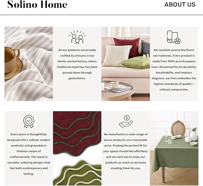 Solino Home Linen Natural Table Runner 48 Inches - 100% Pure Linen Small Table Runner 14 x 48 Inch Ideal for Dresser and Coffee Tables - Fall, Autumn, Thanksgiving, Christmas, Holiday - Fete