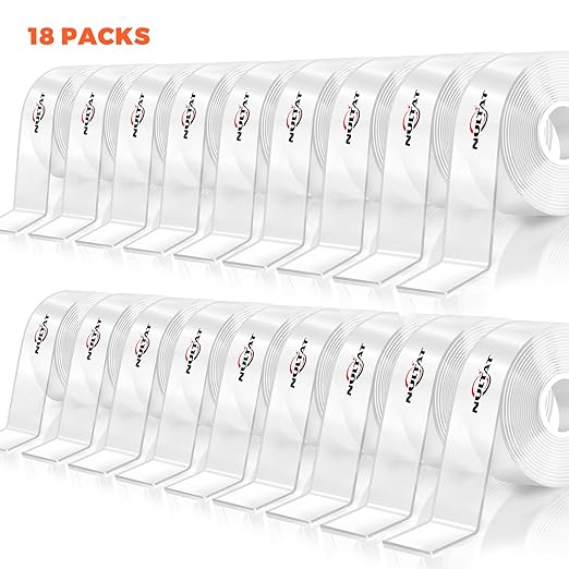 Strong Double Sided Tape Heavy Duty Double Sided Tape for Walls, Clear & Tough Double Sided Mounting Nano Tape, Removable Adhesive Wall Tape for Hanging Picture, Poster, Carpet (180FT)