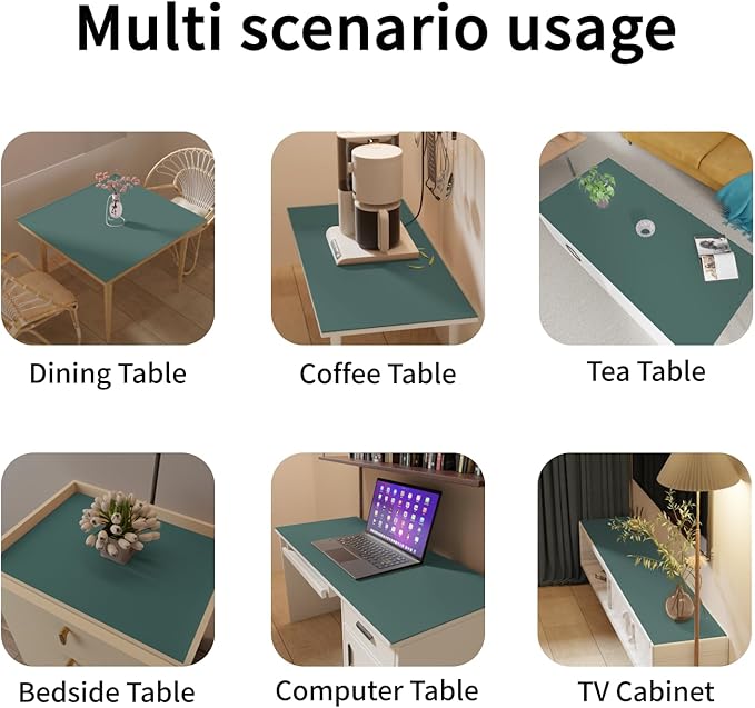 Leather Table Cover,1.8mm Thick,24x60 Inch Desk Cover,Large Desk Mat,Table Protector,Table Cover Protector,Desk Protector,Table Pad,(Aqua Blue+Gray,24x60)