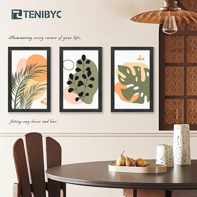 11x17 Picture Frame 4 Pack, Black Wood Poster Frame with HD Tempered Glass, Elegant Wood Grain, Wall Hanging