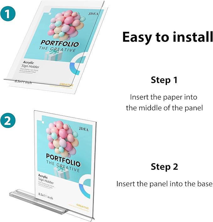 Acrylic Sign Holder Desktop Display Holder (3 Pack 8.5x11 Clear)