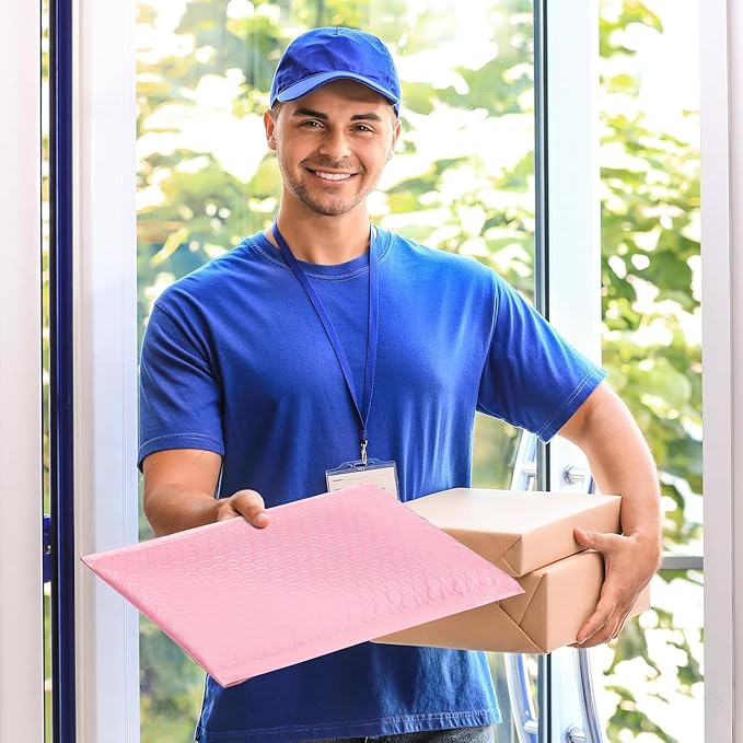 Fuxury Bubble Mailer 8.5x12 250 Pack,Light Pink#2 Poly Bubble Mailers,Self Seal Padded Envelopes,Waterproof Bubble Mailing Envelopes,Cushioning Packaging Bags for Books,Clothes, Makeup Supplies