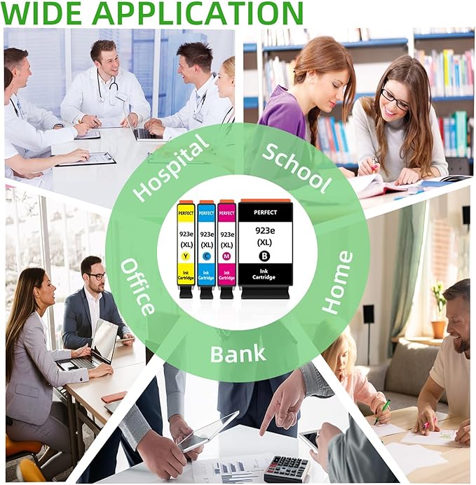 923e 923XLInk Cartridges with Chip 4-Pack High Yield for HP 923 923e Ink Compatible for HP OfficeJet Pro 8135e 8138e 8139e 8122e 8120 8123 8130 8133 Printers (1Black 1Cyan 1Magenta 1Yellow)