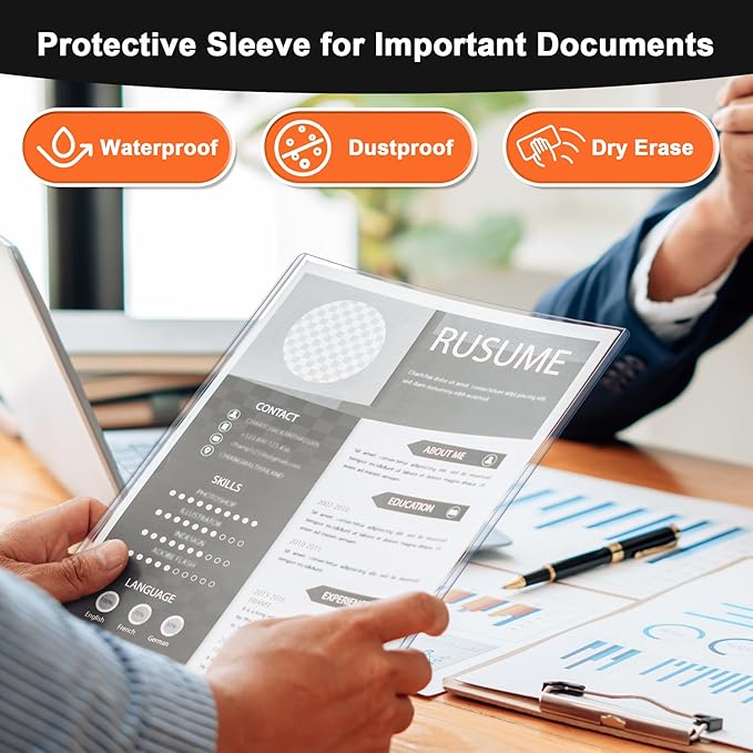 Ndsox 5 Pack 8.5" x 11" Rigid Print Protectors Clear Hard Plastic Sheet Protectors Top Loading for Birth Certificates, Documents, Posters, Photos, Meuns, Heavy Duty No-Hole Plastic Document Sleeves