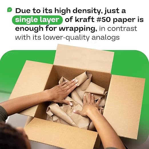 IDL Packaging 36" x 8640" (720 feet) - Brown Kraft Paper Roll - 50lb Thickness - USA-Made Heavy Duty Paper for Packing, Moving, Shipping, Crafts - 100% Recyclable Natural Kraft Wrapping Paper