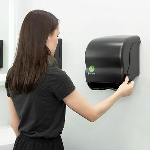 San Jamar Ecologic Element Recycled Plastic Lever Paper Towel Dispenser, Manual Towel Dispenser, Wall Mounted Dispenser with Zero Waste for Home and Business, 8 Inch Rolls, Black