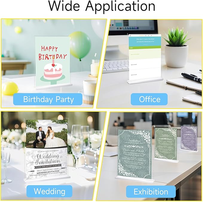 Acrylic Sign Holder 8.5 x 11,Vertical Double-Sided Acrylic Stands for Display,T Shape Clear Table Sign Stands,Menu Flyer Holder Desktop Display Stand for Home Restaurants Offices Store(6 Pack)