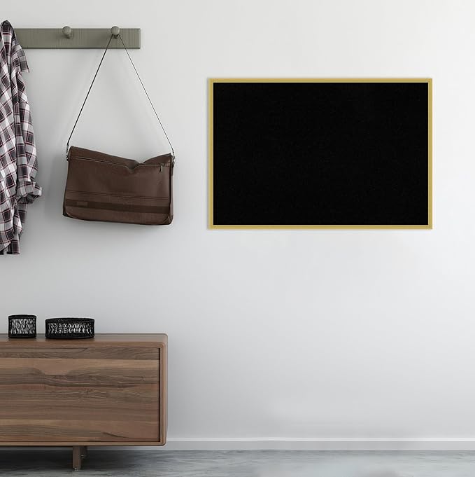 Amanti Art Black Cork Board for Wall, 25x37 Vision Board with Gold Wood Frame, Large Corkboard Office Decor for Home Organization, Modern Contemporary Corkboard Pinboard to display items for home