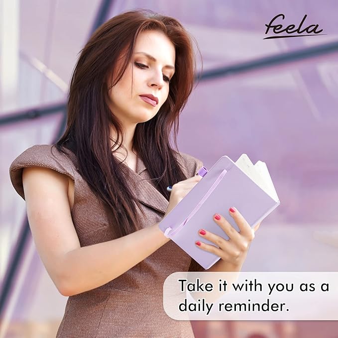 feela 3 Pack Hardcover Notebook For Women, Classic Ruled Lined Journal Set School Business Supplies, with 3 Black Pens, 120 GSM, 5.1”x8.3”, A5, Pastel Colors, Light Blue, Light Purple, Light Green