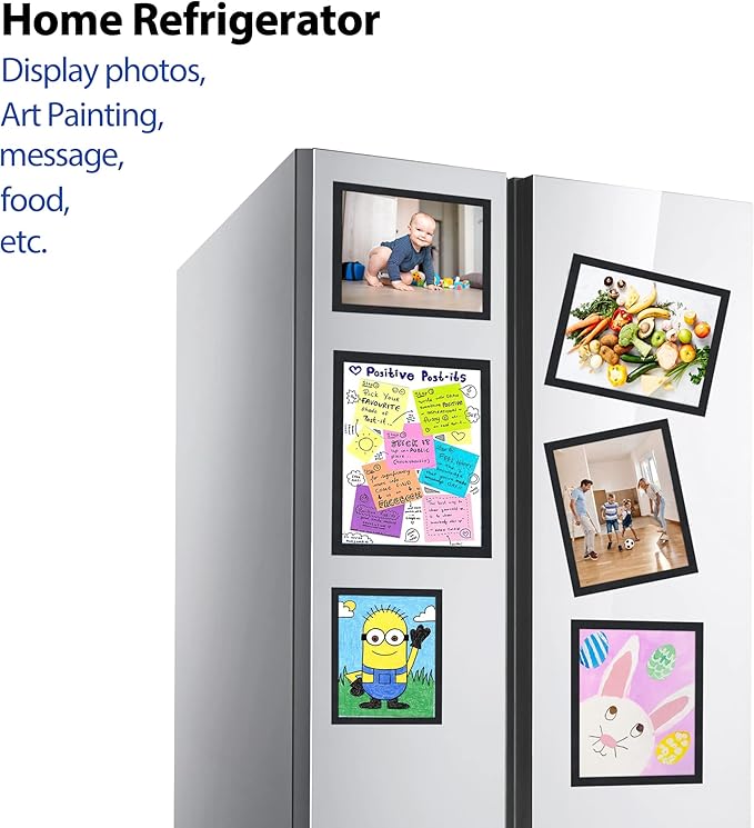 8.5"x 11" Self Adhesive Magnetic Sign Holder, Double Sided Window Magnetic Display Frame with Clear PVC and Strong Magnetic for Office,Home,Store,Door,Glass,Wall Display Frame(Black,20Pack)