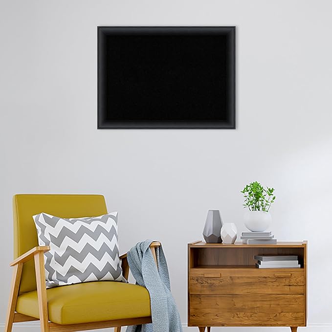 Amanti Art Black Cork Board for Wall, 23x31 Vision Board with Black Wood Frame, Medium Corkboard Office Decor for Home Organization, Modern Corkboard Pinboard to Display Items for Home Organization
