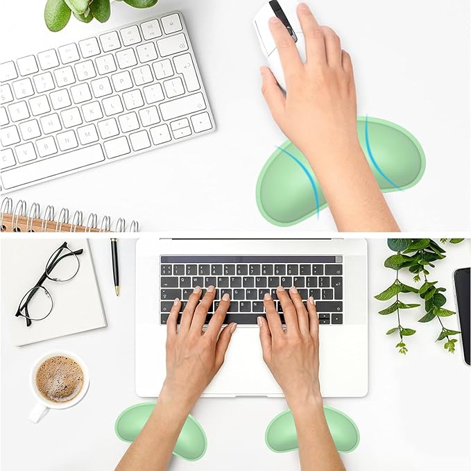 Dapesuom Mouse Wrist Rest, Ergonomic Memory Foam Mouse Wrist Support, Leather Hand Rest Pad Cushion for Gaming, Office, Laptop, Wireless Mouse, Men, Women, Pain Relief & Easy Typing, Mint Green