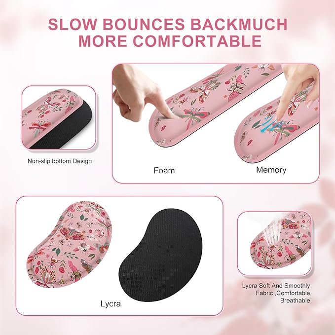 iCasso Large Mouse pad for Desk, Computer Desk Mat, 3Pcs XXL Keyboard and Mouse Pad + Keyboard Wrist Rest, Desk Matt for Desktop, Easy Typing Pain Relief Ultra Thick Mousepad Keyboard Mat(Pink)