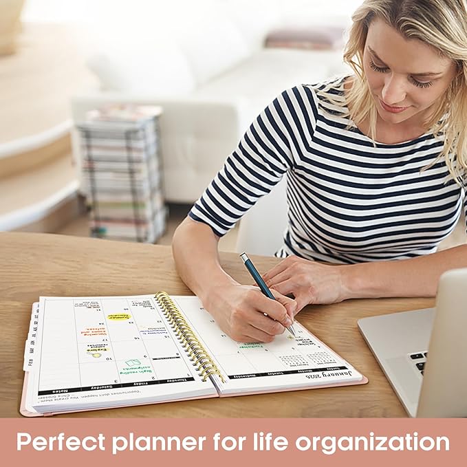 2026 Planner, Weekly and Monthly Calender Planner, Jan 2026 to Dec 2026, Hardcover 2026 Calendar Planner Book with Tabs & Inner Pocket, Office Home School Supplies for Women & Men - A5 (6.3" x 8.5"), Pink