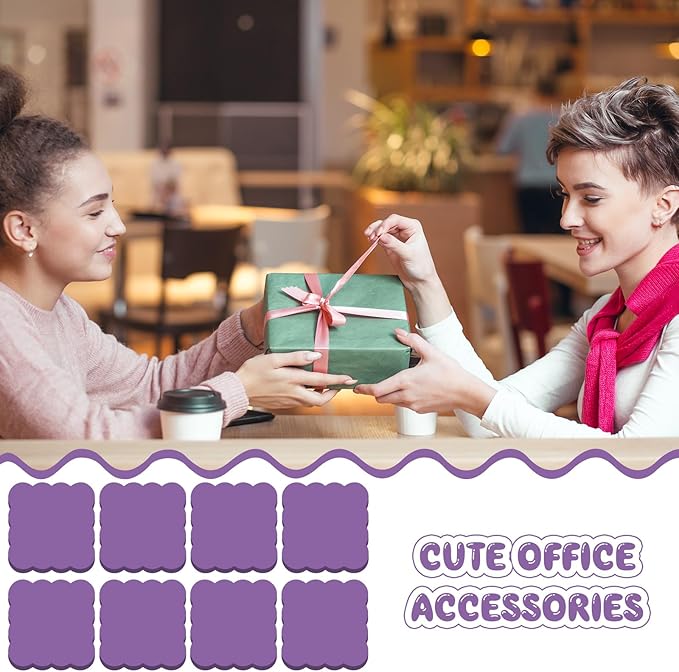 Eaasty 8 Pack Scalloped Sticky Notes Bulk Christmas Cute Self Sticky Note Pads Multi Color Bright Vintage Note Pads or School Office Supplies 240 Sheet(3" X 3",Purple)