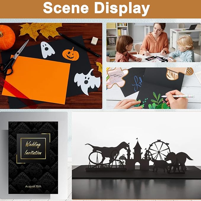 120 Sheets Black Cardstock 8.5 x 11 Printer Paper, 92lb Heavyweight Black Card Stock for DIY Cards, Thank You Cards, School Crafting, Wedding, Invitations