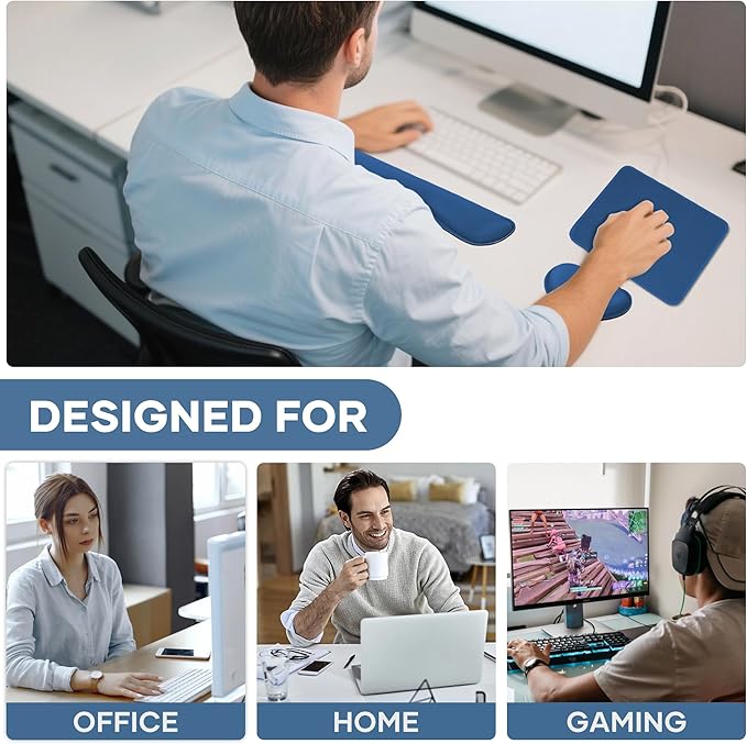 Office Ergonomic Memory Foam Computer Mouse and Keyboard Wrist Rest pad Support Carpal Tunnel, Wrist Rest for Keyboard and Mouse, Wrist Support Set