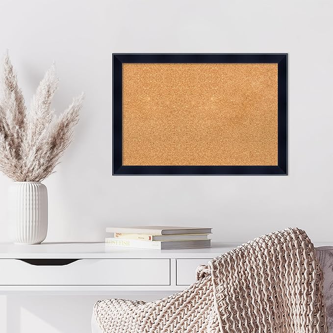 Amanti Art Natural Cork Board for Wall, 18x26 Vision Board with Black Wood Frame, Medium Corkboard Office Decor for Home Organization, Modern Contemporary Corkboard Pinboard to display items for home
