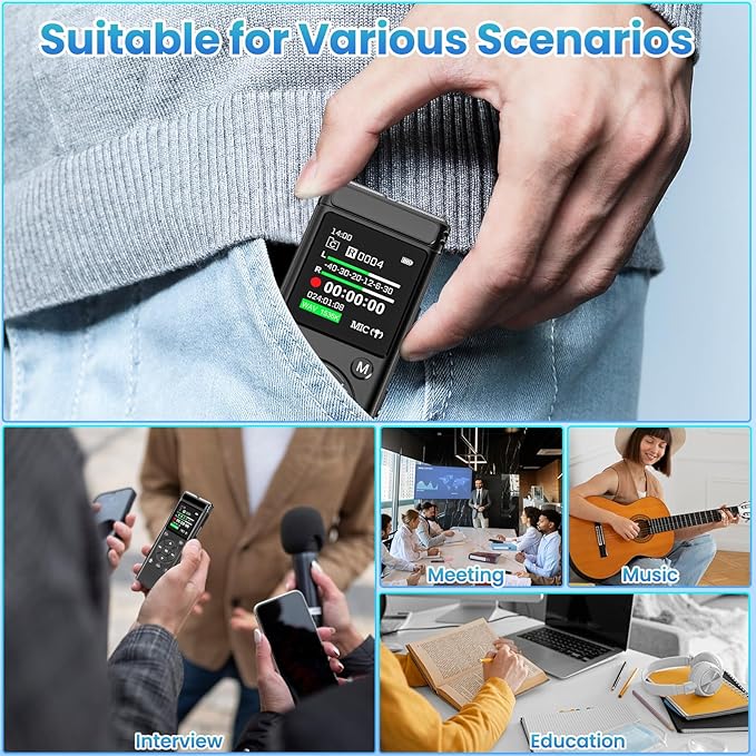 136GB Digital Voice Recorder with Playback,9000 Hours Audio Recording Device,Voice Activated Recorder with Noise Reduction,A-B Repeat,Mp3 Player and Password for Lectures Meeting/Classes/Interviews