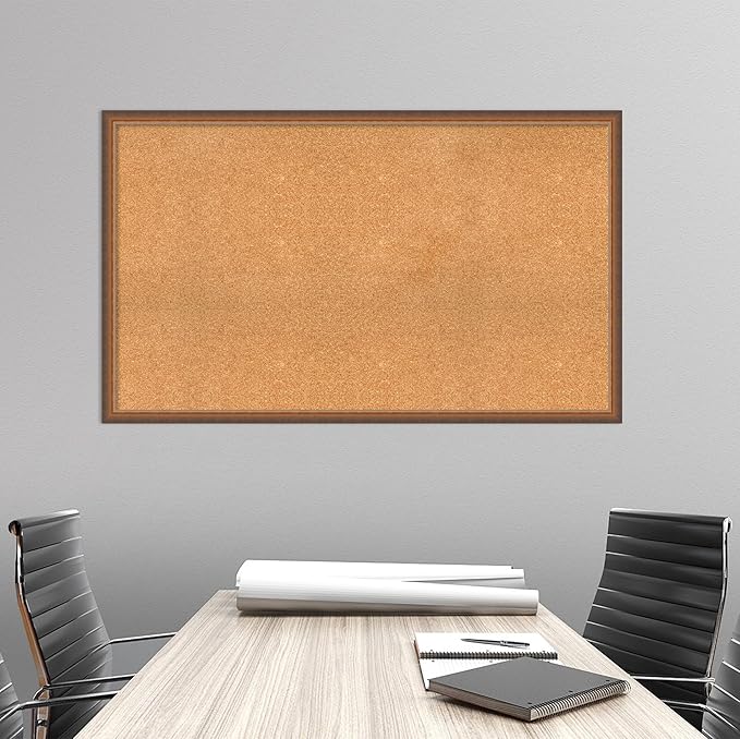 Amanti Art Natural Cork Board for Wall, 30x50 Vision Board with Bronze Frame, Oversize Corkboard Office Decor for Home Organization, Modern Corkboard Pinboard to Display Items for Home Organization