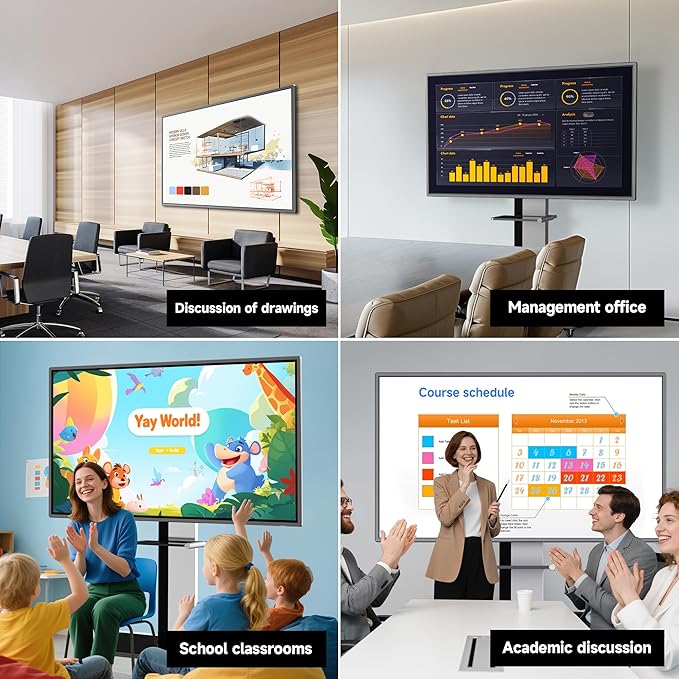 55 Inch Smart Board, Interactive Whiteboard, 4K UHD Touch Screen Digital Board, Digital Electronic Smartboard for Classroom,Office & Conference Rooms,Open App Ecosystem(Board & Wall Mount Only)