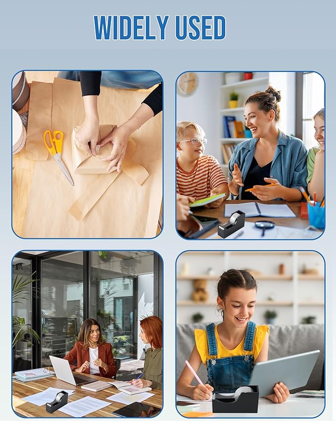 Lichamp Bulk Tape Dispenser with Refill Rolls, 120pc Clear Tape Rolls with 10pc Desk Dispenser for Office and School, 3/4 x 1000 Inches