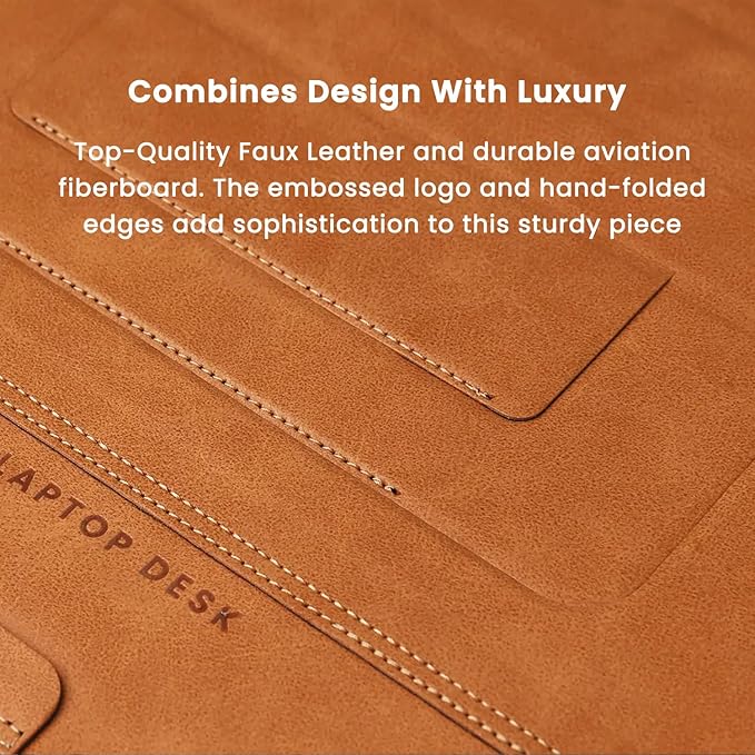 PUNCUBE Portable Lap Desk -Ultra Slim&Compact Laptop Desk in Sleek Design with Retractable Mouse Pad, Adjustable Stand, Expandable Surface, and Heat Protection for Laptops and Tablets (Blonder Brown)